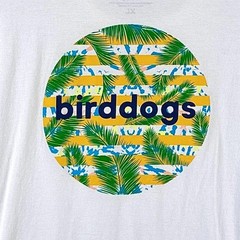 Birddogs Tshirt Mens XL White Palm Print Beach Preppy Vacation Resort Summer