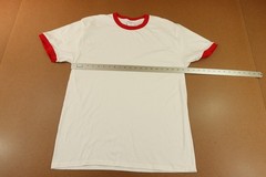 Port & Co Core Cotton Adult Large White Red Contrast Short Sleeve T-Shirt New