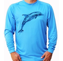Dolphin Swimming Long Sleeve UPF 30 T-Shirt Fishing Boat Sport UV Protection