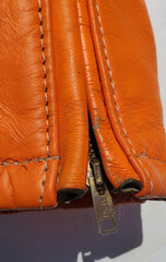 Vtg Bates Leather Motorcycle Racing Jacket Harley Orange w Stripes 1960’s L Cafe