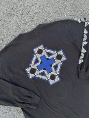 Vintage Fashion Victim 90s Celtic Trinity Knot Cross Long Sleeve Shirt XL Tribal