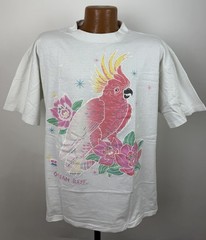 Vintage Florida Shirt Mens XL 90svTropical Bird T-shirt Lotus Flower Ocean Beach