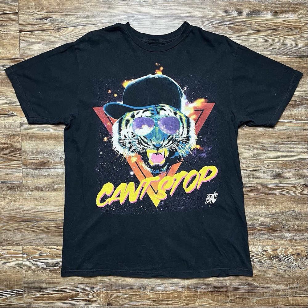 Alab Clothing Mens Size L Graphic T Shirt Can’t Stop Retro Tiger Space Throwback