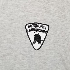 AUTOMOBILI LAMBORGHINI H2J V-Neck Embroidered Logo Banded Collar Shirt Gray