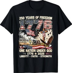 250 Years of Freedom 1776 One Nation Under God USA Flag T-Shirt