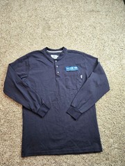 Tyndale Shirt Medium Mens Blue Long Sleeve Henley Flame Resistant FR Workwear