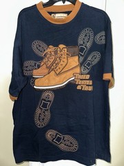 Vintage Raw Blue Shirt Timberland Boots Tried Trusted True Lace Up RARE Y2K XL
