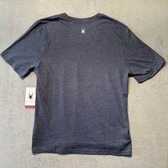 Spyder Mens Medium Graphic T Shirt Blue Logo Outdoor Athletic Sport Flag NWT