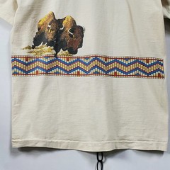 Vintage 80s Native Americans on Buffalo Beige Tshirt Fruit of the Loom Size XL