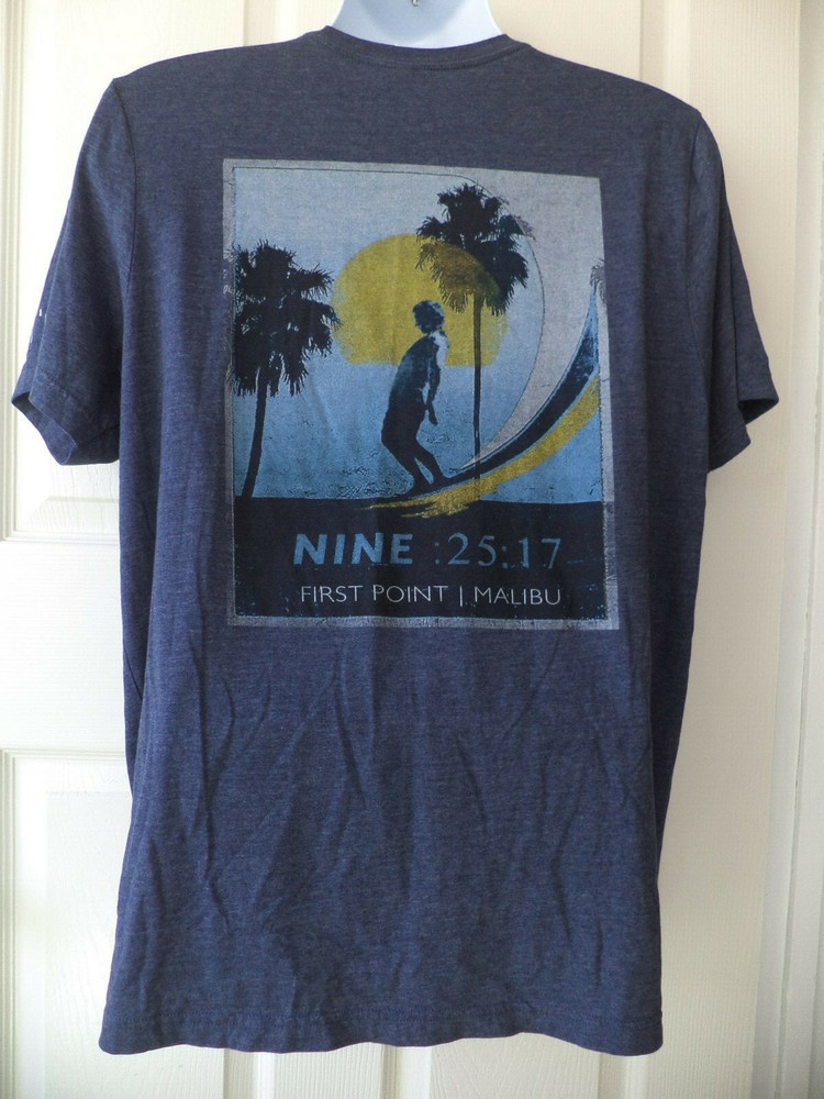 Canvas Bella Relik First Point Malibu Surf Nine Blue Men’s T-Shirt Size XL