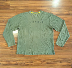 Vintage Nike Team Lance Armstrong Live Strong Long Sleeve Green T Shirt Size XL