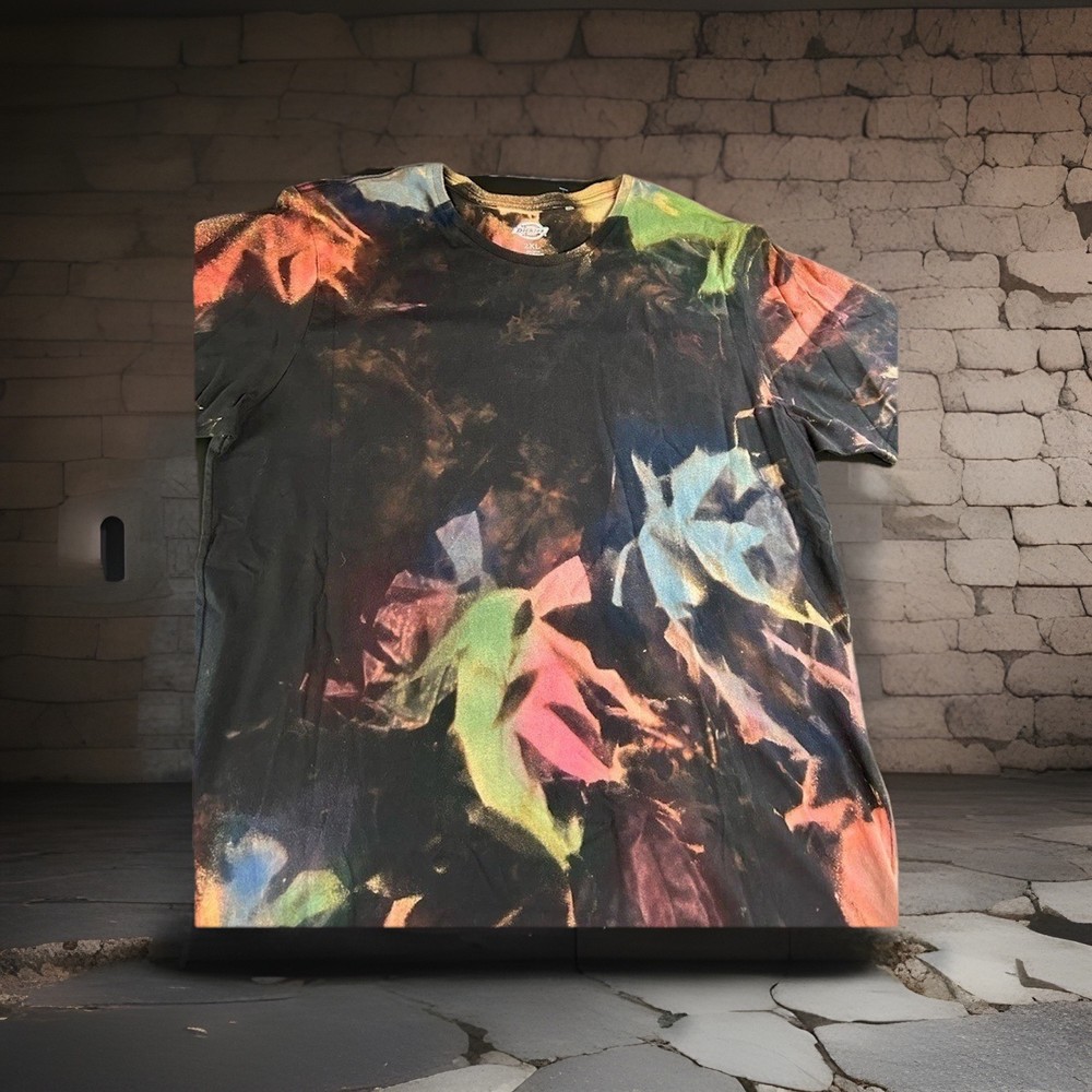 Men’s 2X Hand Dyed T Shirt Abstract Upcycled Colorful Grunge Graffiti Artsy