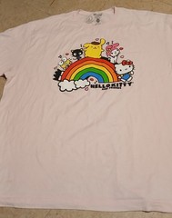 Hello Kitty Pink Cotton 3XL Crew Neck Short Sleeve Rainbow Graphic Tee