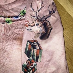 UGLY CHRISTMAS Sweater Men’s Small Hairy Chest Tattoo Shirt Top Size Large
