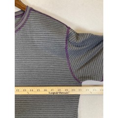 Skater Grunge Modern Culture Men Large Grey Purple Striped Contrast Henley Shirt