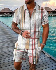 Summer Mens Sweatsuit Short Sleeve T Shirts & Shorts Set 2 Piece Set Outfit 2025