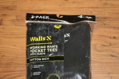 NIP Walls Working Man’s Pocket Tees S/S Cotton Rich – XL – Black – 2 Pack