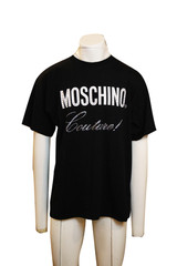 Moschino Couture Mens Black Logo Rhinestone Cotton T-Shirt Size XL New Original