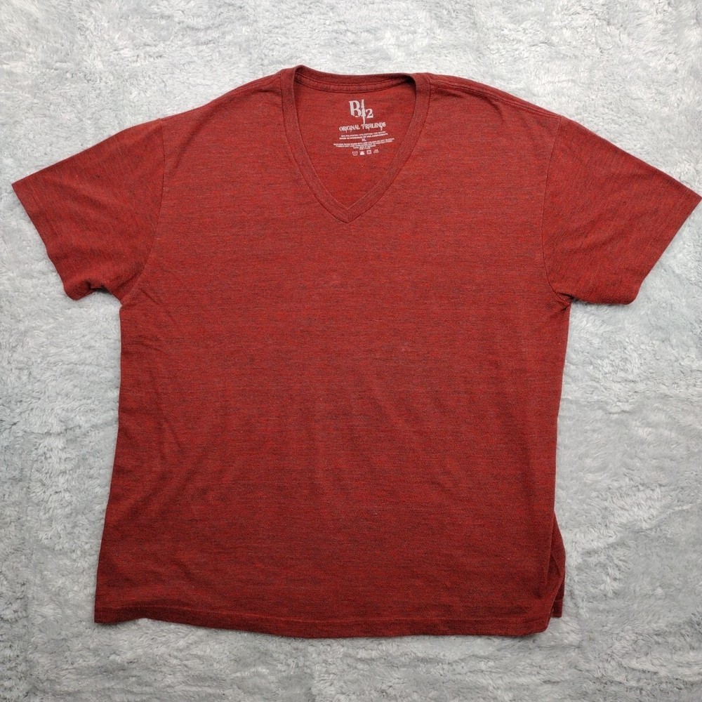 B2 Blends Shirt Mens Extra Large Red V-Neck Tee