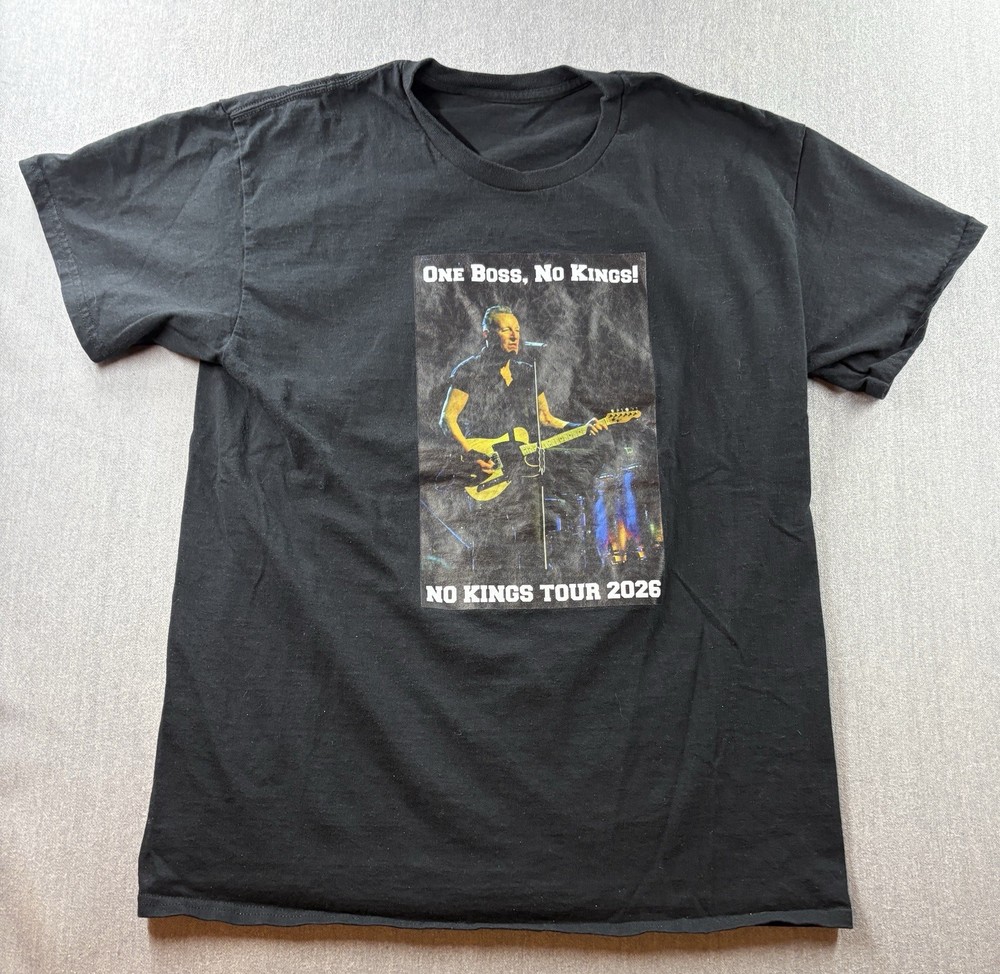 Bruce Springsteen One Boss No Kings Tour 2026 Graphic T-Shirt Black Adult Large