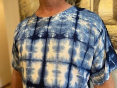 Unisex Handcrafted Indigo Vertical Design Tie Dye Round-Neck Casual Soft T-shirt