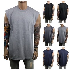 Mens HEAVY WEIGHT Crew neck Sleeveless Shirt Muscle Tank Fitness Gym Big & Tall