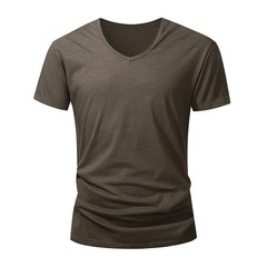 Men 100 % Cotton V Neck T Shirt Casual Summer Beach Gym Fitness Sports Tee Gift