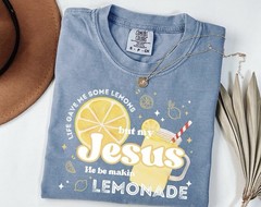 Comfort Colors Men’s S Cotton Jersey Crewneck Graphic Tee Jesus Lemonade