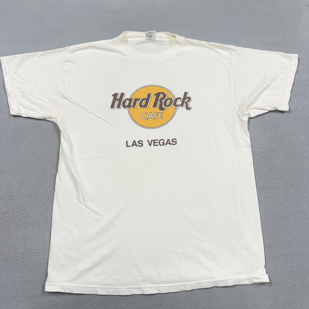 Vintage Hard Rock Cafe Shirt Mens XL White Las Vegas Logo Graphic Tee Music