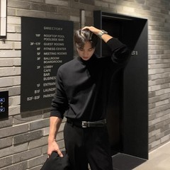 Casual Men Half Turtleneck Inner Layer Long Sleeve Top Loose Fit for Daily Wear