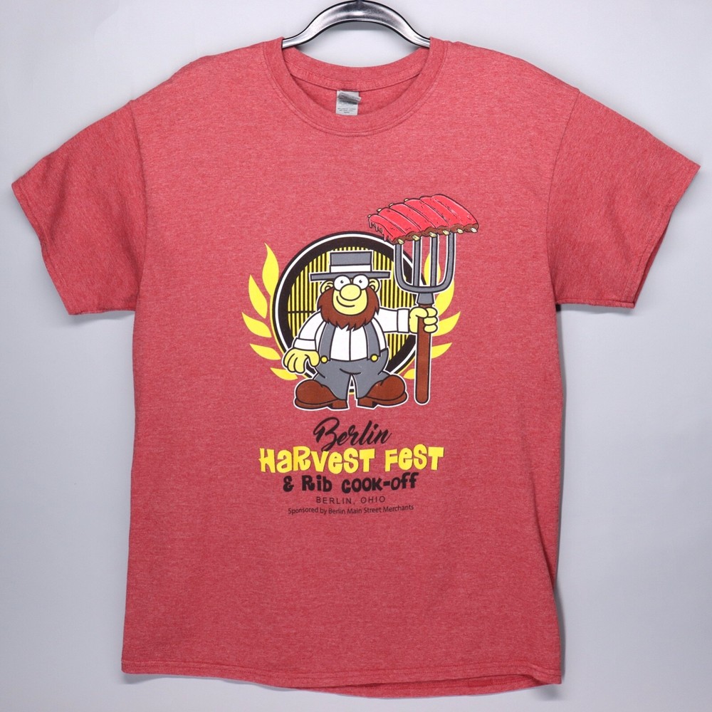 Berlin Harvest Fest Rib Cook Off T Shirt Adult Size Large Ohio Amish Country BBQ