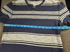 INC International Concepts Men’s XS Blue/White Striped Cotton Knit Henley Tee