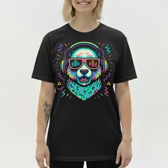 Retro DJ Panda T-Shirt, Headphones Rave EDM Festival Tee Vaporwave Music Gift