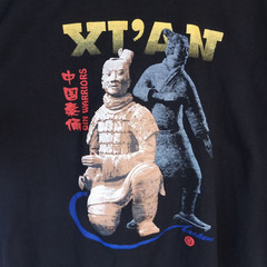 Pandak Xi’an Terracotta Army T-Shirt Fits Small S Mens Black Tee Short Sleeve
