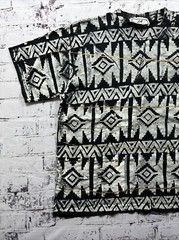 Vintage LA Destination Black Geometric Pattern Hand Made T Shirt Men’s Size 3XL