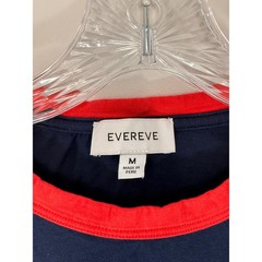 Evereve Ever Ringer Tee Shirt Navy Red Short Sleeve Casual Classic Medium