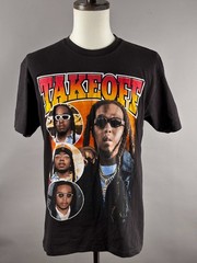 Takeoff Migos Adult Size Large Black Rapper Rap Hip-hop RIP Tee