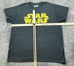 Star Wars Shirt Mens Large Charcoal Gray Yellow Logo Graphic Tee Old Navy Movie
