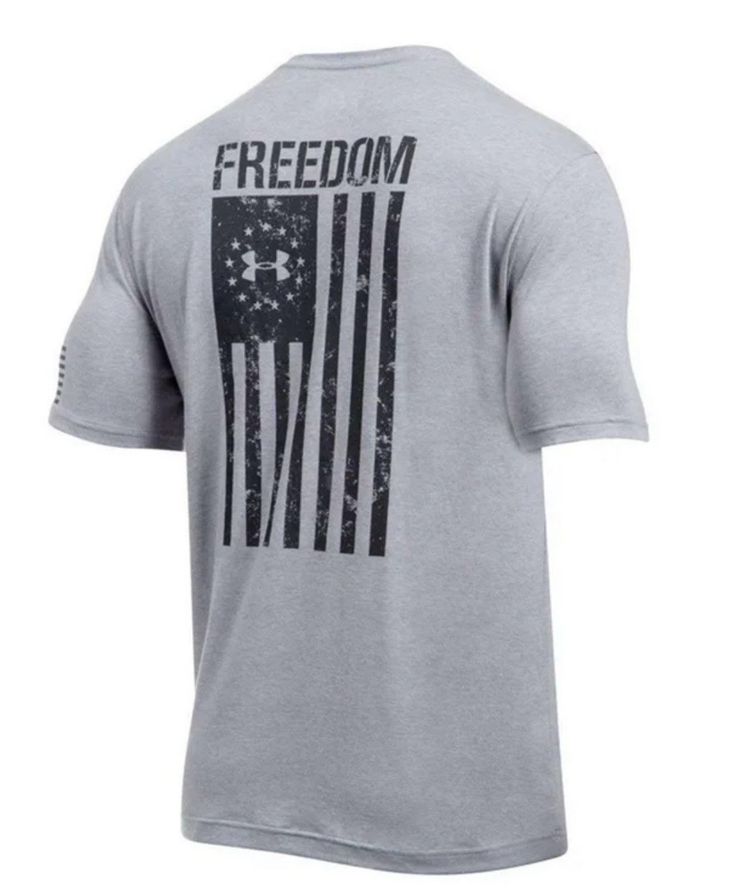 Under Armour Men UA Freedom Vintage Flag T-Shirt UA 1299257 Steel Grey 2XL NEW