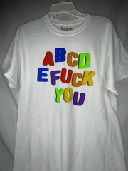 Spencer’s Alphabet F-You White T-shirt Mens Size Medium