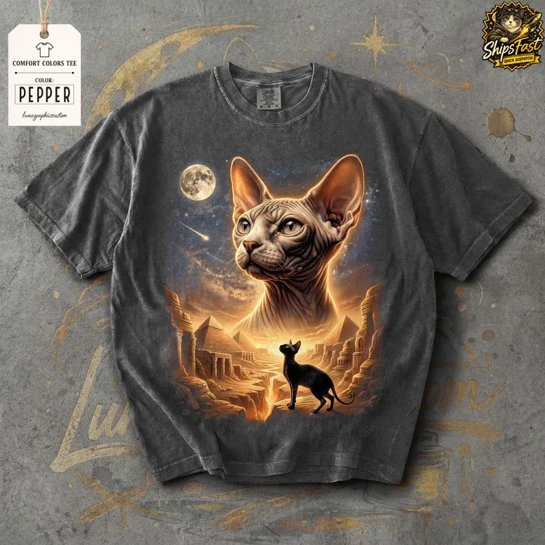 Sphynx Cat Moon Animal Graphic Comfort Tee