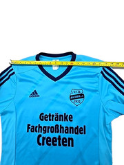 Adidas Soccer Jersey Mens Light Blue Size L Long Sleeve Striped Athletic