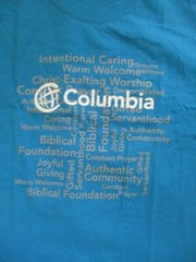 COLUMBIA BIBLICAL FOUNDATION EVENT STAFF BLUE T-SHIRT – AS IS