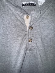 American Weekend Medium Gray Short Sleeve Henley T-Shirt 100% Cotton Casual