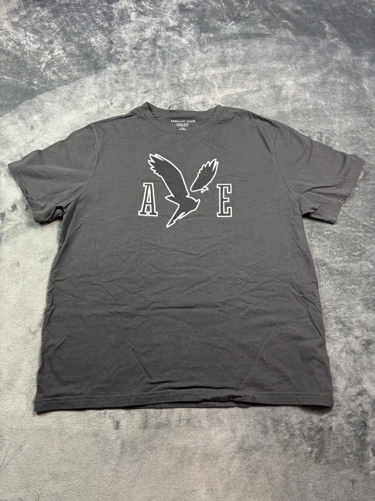 American Eagle Shirt Mens Large Gray Super Soft AE Logo Graphic Tee Crewneck