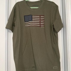Life-is-good Men’s Khaki and Green T-shirt