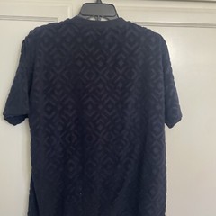 Edifice Pull Over Shirt Navy Velvet Textured Fabric Size XL Cotton Short Sleeve