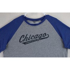 Jezees Blend Chicago Windy City Baseball T-Shirt Mens XL Gray Blue Raglan