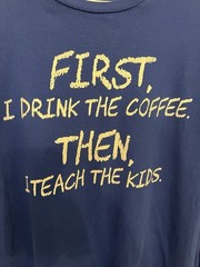 Port & Company Men’s XL Blue Long Sleeve Coffee Teacher Graphic T-Shirt