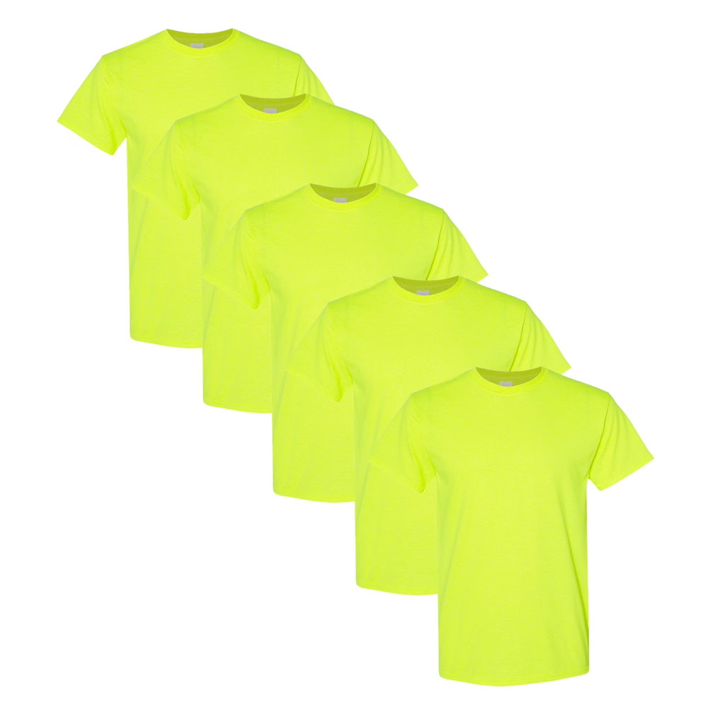 High Visibility Safety T-Shirts Heavy Cotton Hi Vis T-Shirt for Comfort S-5 PACK